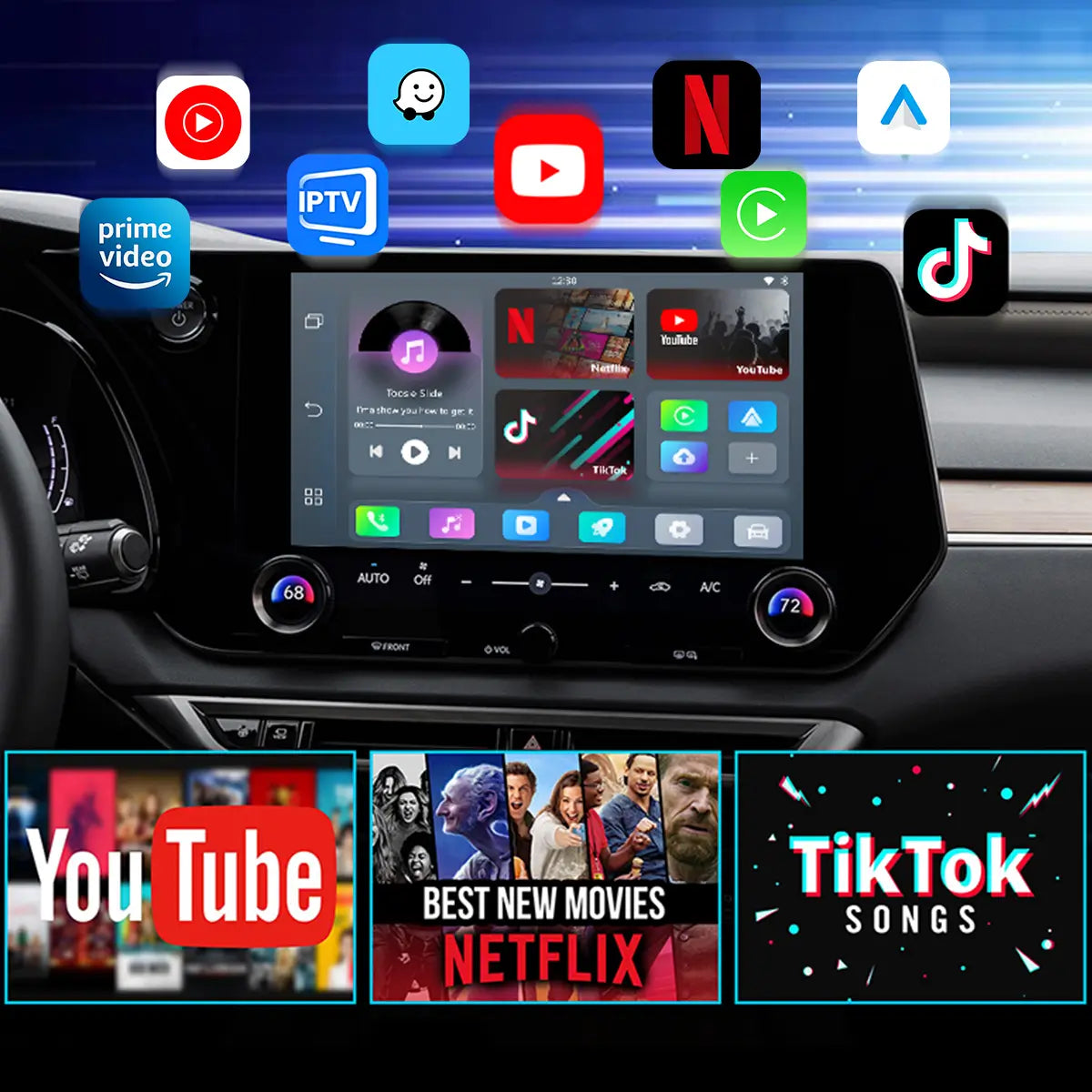 2025 NEW Upgrade Max Pro-Netflix /YouTube/ IPTV/TikTok Wireless CarPlay/ Android Auto Car Box